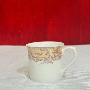 Decorative Ceramic Coffee Mug with Golden Floral Design