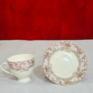 Elegant Tea Cup and Saucer Set with Floral Design