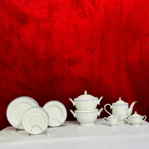 Luxury White Dinner Set with Golden Detailing