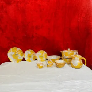 Bright Yellow Floral Dinner Set – Elegant Ceramic Crockery