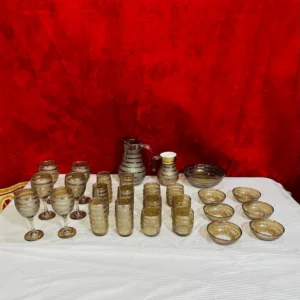 Elegant Glassware Set – Premium Striped Glass & Jug Collection