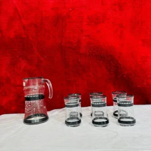 Luxury Black Rim Glass Jug Set – 7 Pcs Water & Juice Serving Set